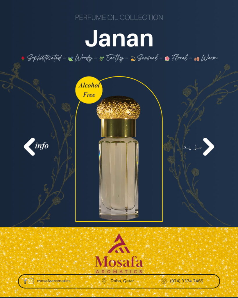 ✨ Janan – The Essence of Elegance & Sensuality ✨ A fragrance that speaks the language of passion and refinement. 🌸🍏🌿 From the vibrant sweetness of red apple and bergamot to the sophisticated embrace of jasmine and patchouli, Janan captivates with every drop. The warmth of amber, vanilla, and musk lingers, leaving a velvety trail of timeless luxury. 💫 Indulge in the elegance of Janan – your perfect scent for every moment. 🛍 Available in 12ml, and 3ml (Crystal Bottles). 📍 Order now & experience the magic of Janan!